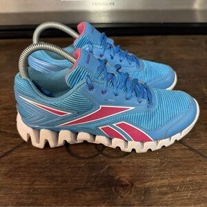 REEBOK MENS BLUE PINK ZIG TECH RUNNING SNEAKERS SHOES, SIZE 5